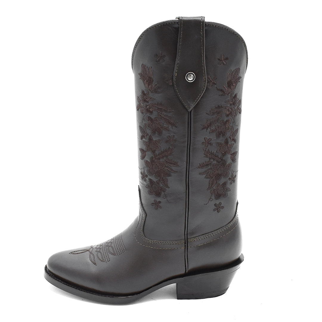 Bota Dama Bordada Atanado Horma Oval