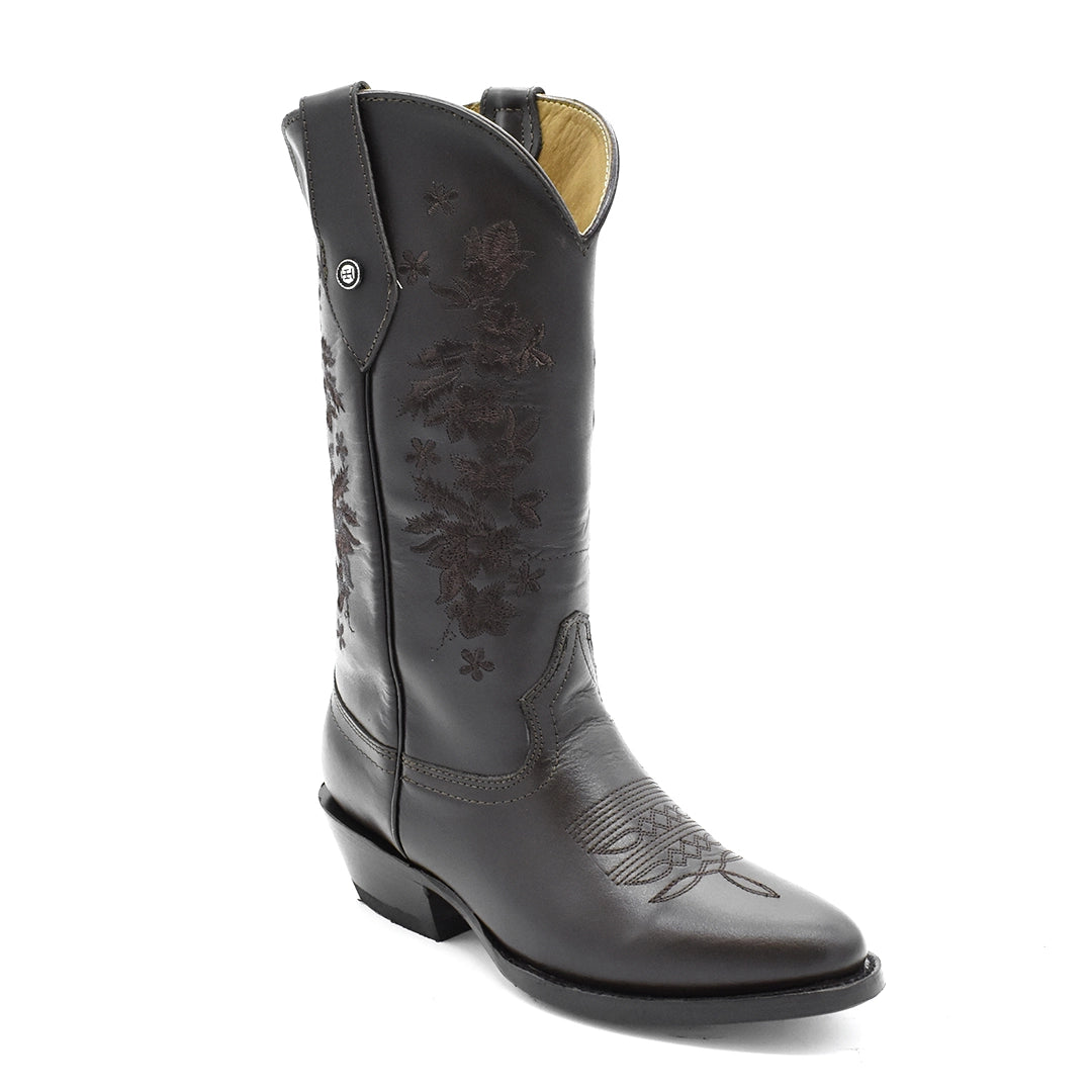 Bota Dama Bordada Atanado Horma Oval