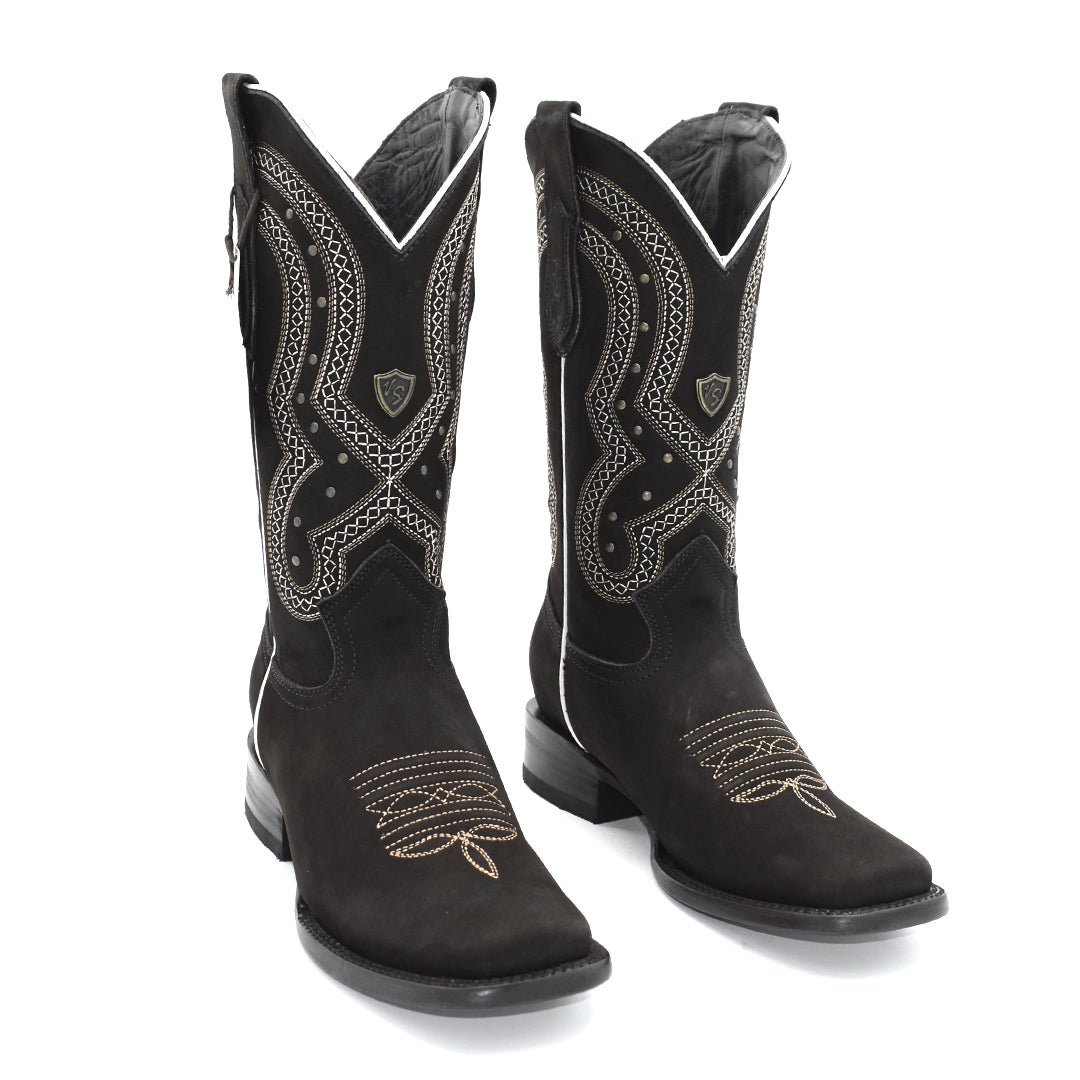 Bota Dama Wide Square Nobuck Horma Bulldog