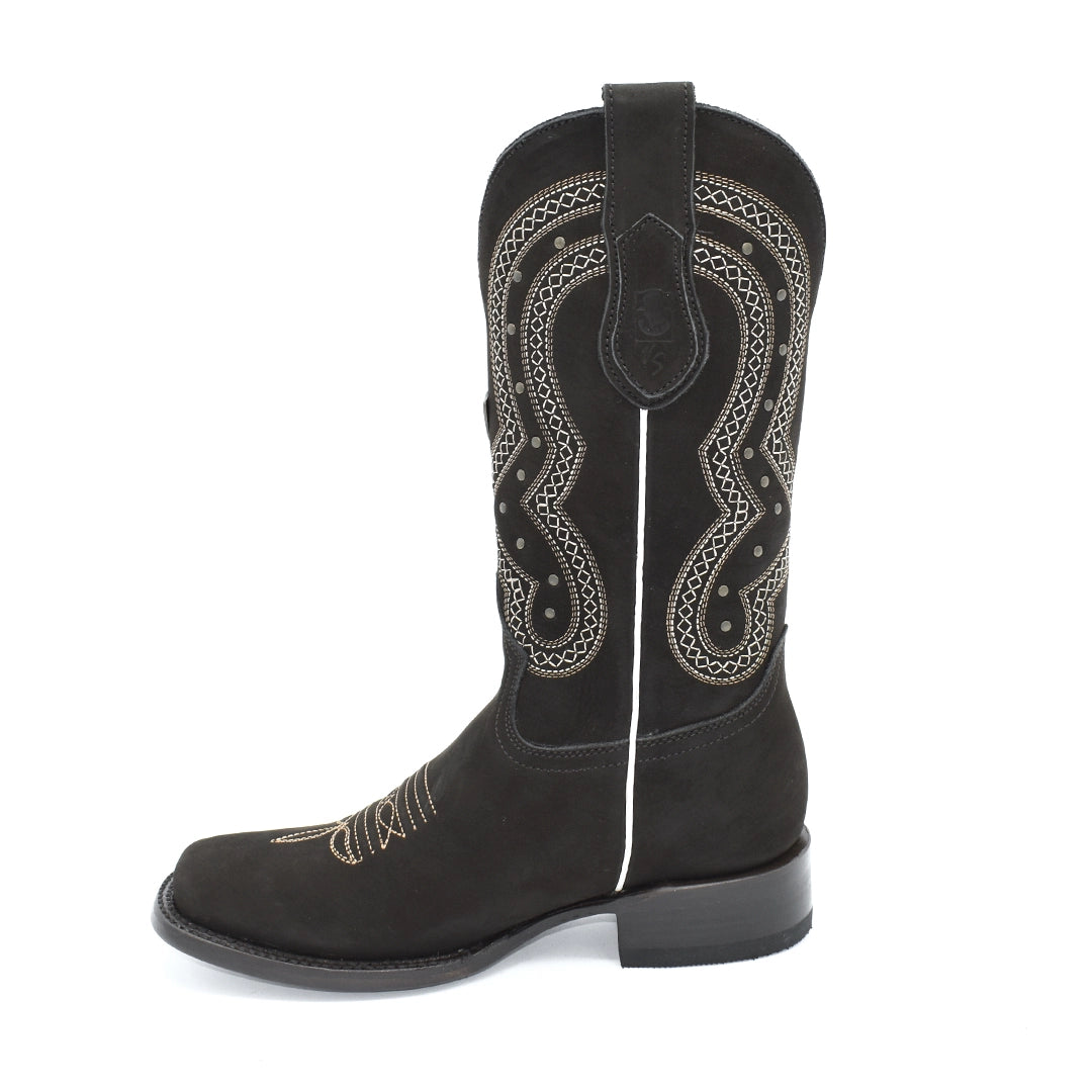 Bota Dama Wide Square Nobuck Horma Bulldog